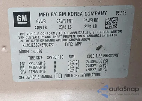 2019 Buick Encore Awd Preferred из США, поврежденный, VIN KL4CJESB9KB709422